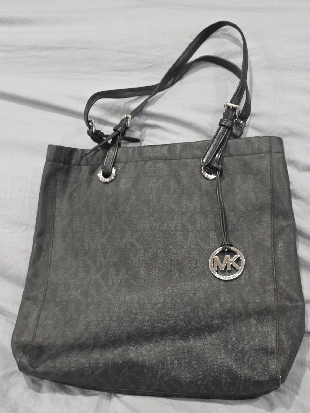 Michael Kors MK Monogram Tote with Silver MK Charm